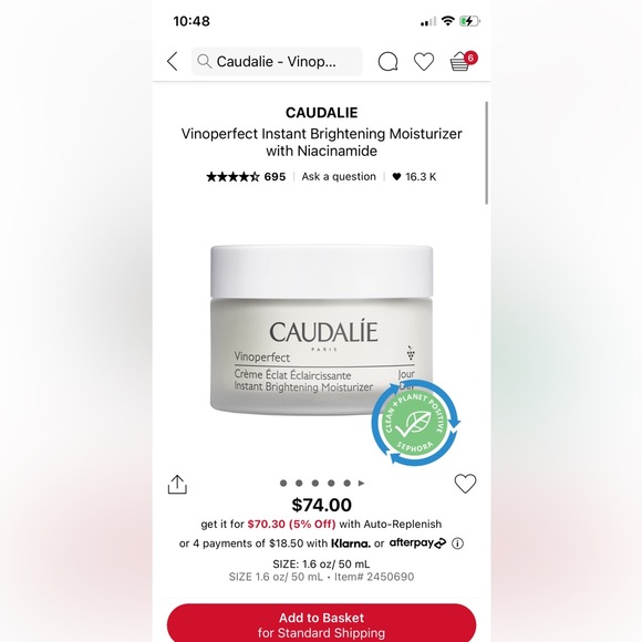 Must go before 27th! Caudalie - Vinoperfect Moisturizer 15ml mini - Picture 2 of 2